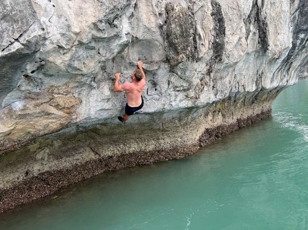 Rock climbing in Halong bay
