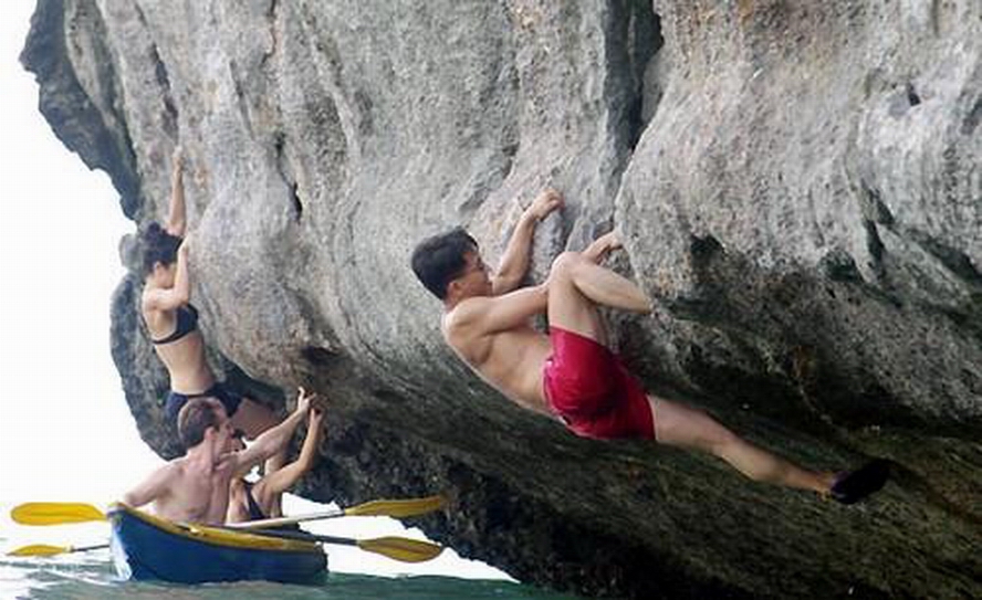 Rock climbing in Halong bay