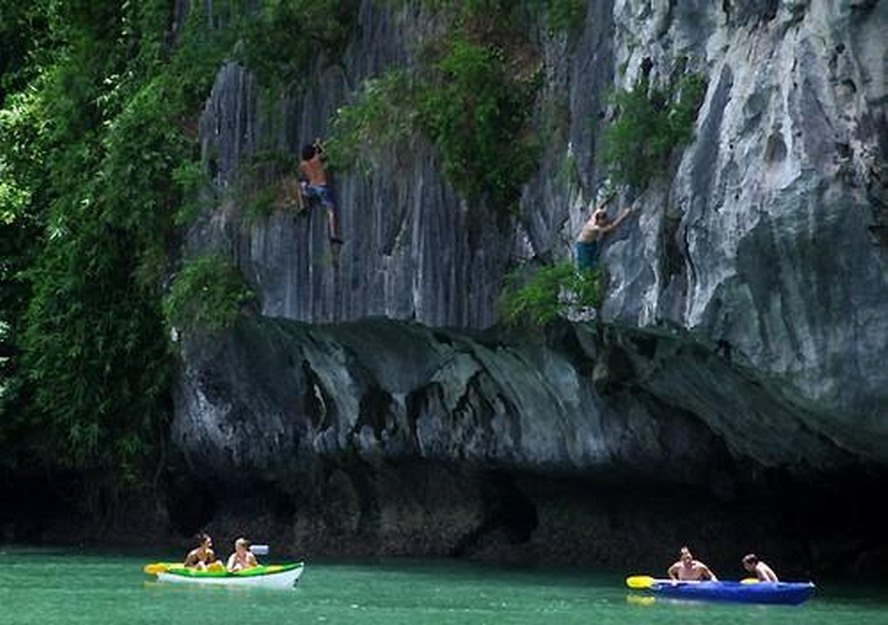 Rock climbing in Halong bay