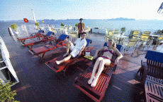 Relaxing on sundeck